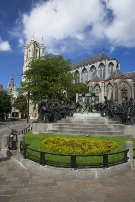 Framed Print : Hubert and Jan van Eyck Monument outside Saint Bavo Cathedral, city centre, Ghent Framed Print : Hubert and Jan van Eyck Monument outside Saint Bavo Cathedral, city centre, Ghent