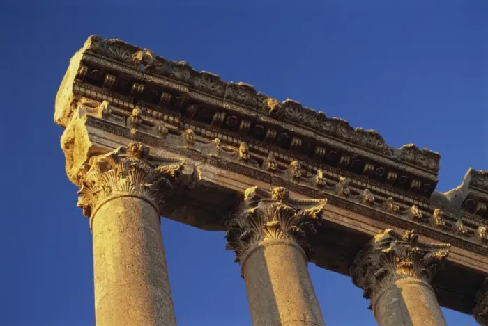 Framed Print : Huge entablature on the colums of Jupiter, Baalbek, UNESCO World Heritage Site Framed Print : Huge entablature on the colums of Jupiter, Baalbek, UNESCO World Heritage Site