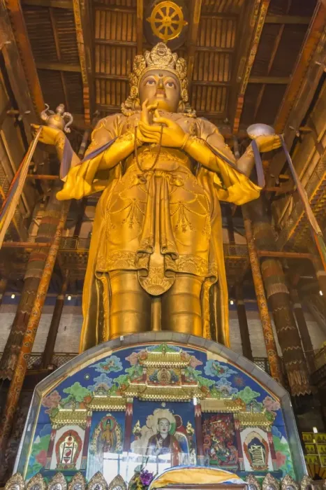 Framed Print : Huge golden Buddha statue, Migjid Janraisig Sum, Gandan Khiid, Buddhist Monastery Framed Print : Huge golden Buddha statue, Migjid Janraisig Sum, Gandan Khiid, Buddhist Monastery