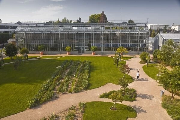 The huge greenhouse in the Jardins Botanique (Botanical Gardens), Tours, Indre et Loire, Centre, France, Europe