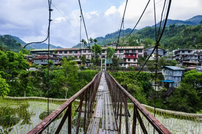 Framed Print : Huge hanging bridge in Banaue, Northern Luzon, Philippines, Southeast Asia, Asia Framed Print : Huge hanging bridge in Banaue, Northern Luzon, Philippines, Southeast Asia, Asia