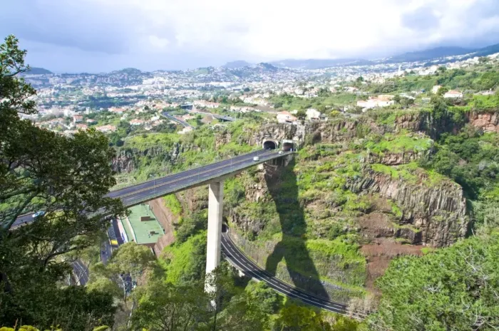 Framed Print : Huge highway bridge above Funchal seen from the Botanical Garden, Madeira Framed Print : Huge highway bridge above Funchal seen from the Botanical Garden, Madeira