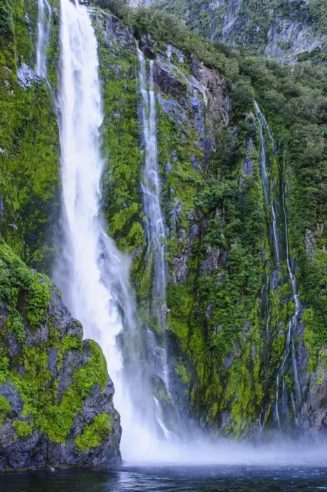 Framed Print : Huge waterfall in Milford Sound, Fiordland National Park, UNESCO World Heritage Site, South Island, New Zealand, Pacific Framed Print : Huge waterfall in Milford Sound, Fiordland National Park, UNESCO World Heritage Site, South Island, New Zealand, Pacific
