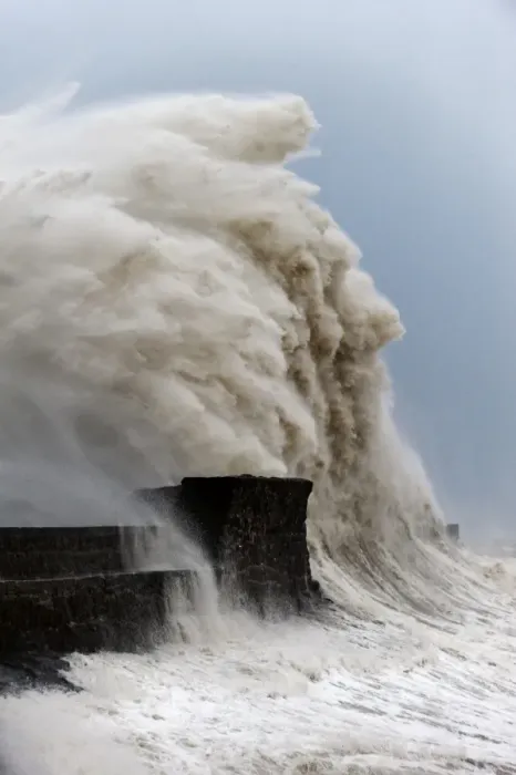 Framed Print : Huge waves crash against the harbour wall at Porthcawl, Bridgend, Wales, United Kingdom Framed Print : Huge waves crash against the harbour wall at Porthcawl, Bridgend, Wales, United Kingdom