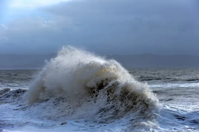 Framed Print : Huge waves crash against a stone jetty at Criccieth, Gwynedd, Wales, United Kingdom Framed Print : Huge waves crash against a stone jetty at Criccieth, Gwynedd, Wales, United Kingdom