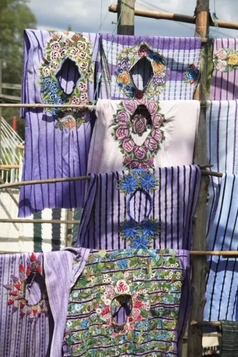 Framed Print : Huipiles (traditional tunics), Santiago Atitlan, Lake Atitlan, Guatemala, Central America