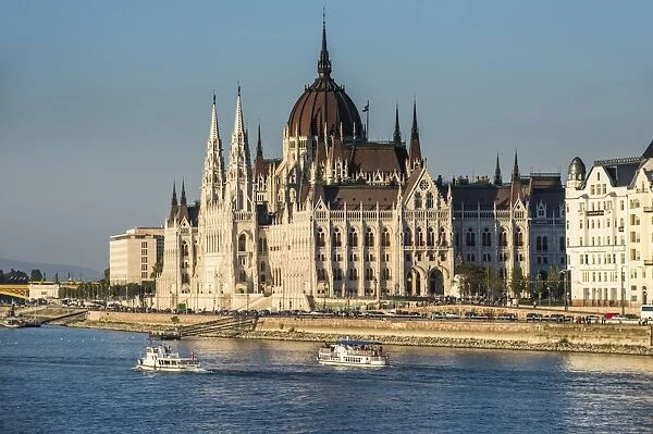 The Hungarian Parliament on the banks of the River Danube, Budapest, Hungary, Europe