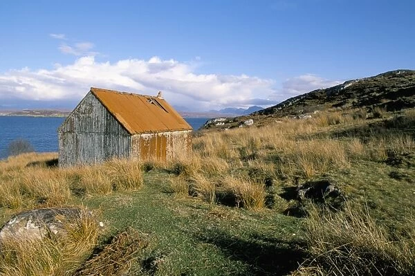 Hut with rusty corrugated roof