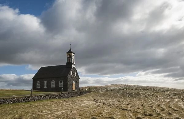 Hvalneskirkja stone church in Hvalnes, Reykjanes Peninsula, Iceland, Polar Regions