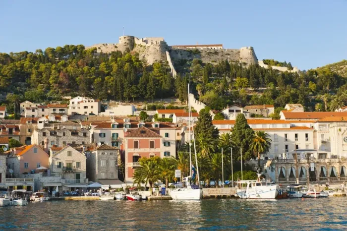 Framed Print : Hvar Town and Fortica (Spanish Fort), seen from the Adriatic Sea, Hvar Island, Dalmatian Coast, Croatia, Europe Framed Print : Hvar Town and Fortica (Spanish Fort), seen from the Adriatic Sea, Hvar Island, Dalmatian Coast, Croatia, Europe