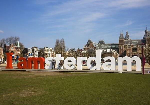 I amsterdam sculpture near the Rijksmuseum, Amsterdam, Netherlands, Europe
