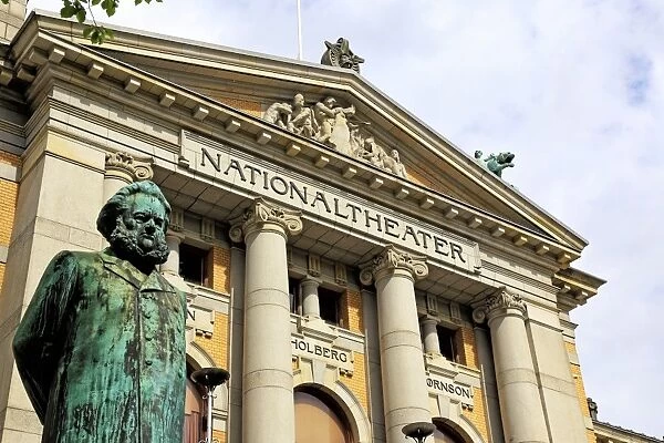 Ibsen statue in front of the National Theatre, Oslo, Norway, Scandinavia, Europe