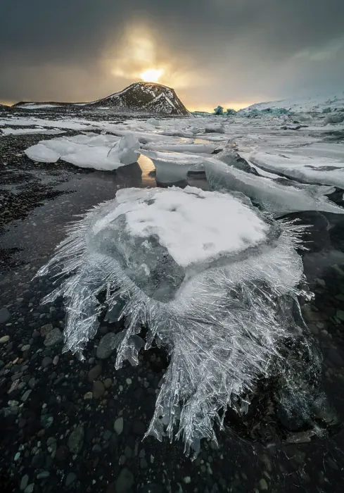 Framed Print : Ice shard, Jokulsarlon Ice Lagoon, sunset, Iceland, Polar Regions Framed Print : Ice shard, Jokulsarlon Ice Lagoon, sunset, Iceland, Polar Regions