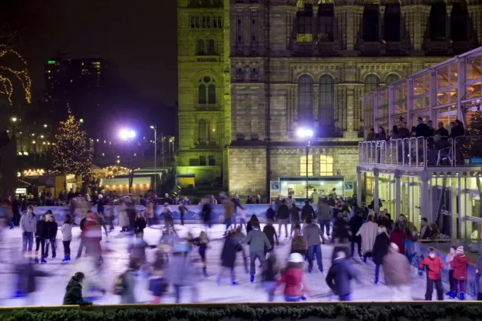 Framed Print : Ice skating outside the Natural History Museum, London, England, United Kingdom, Europe Framed Print : Ice skating outside the Natural History Museum, London, England, United Kingdom, Europe