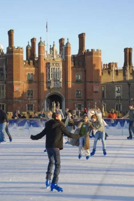 Framed Print : Ice skating rink in winter, Hampton Court, London, England, United Kingdom, Europe Framed Print : Ice skating rink in winter, Hampton Court, London, England, United Kingdom, Europe