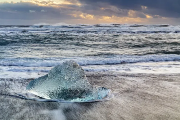 Framed Print : Iceberg from melting glacier on black sand beach near Jokulsarlon glacier lagoon, Vatnajokull National Park, Iceland, Polar Regions Framed Print : Iceberg from melting glacier on black sand beach near Jokulsarlon glacier lagoon, Vatnajokull National Park, Iceland, Polar Regions