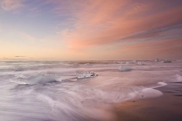 Icebergs on Beach, Jokulsarlon, Iceland, Polar Regions