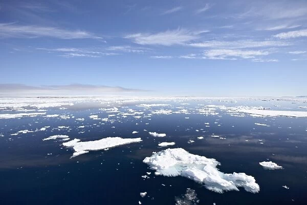 Icebergs and blue water, Svalbard Islands, Arctic, Norway, Europe