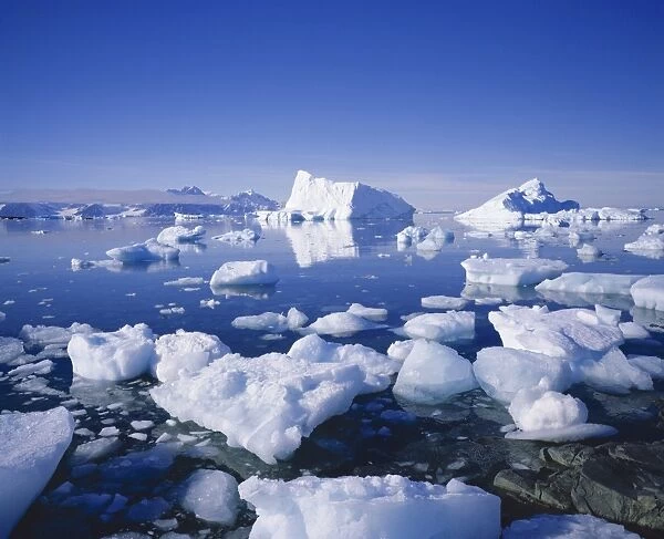Icebergs and brash ice, Antarctica, Polar Regions