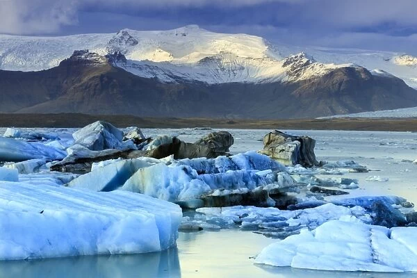 Icebergs in the Jokulsarlon glacial lake in Vatnajokull National Park in southeast Iceland