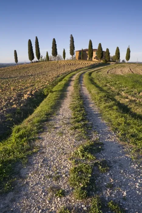 Framed Print : Iconic Tuscan Farmhouse, Val d Orcia, UNESCO World Heritage Site, Tuscany, Italy, Europe