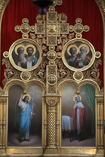 Iconostasis in Aghios Andreas monastery church on Mount Athos, Greece, Europe