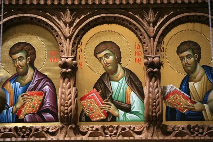 Framed Print : Icons on church iconostasis at Aghiou Pavlou monastery, UNESCO World Heritage Site