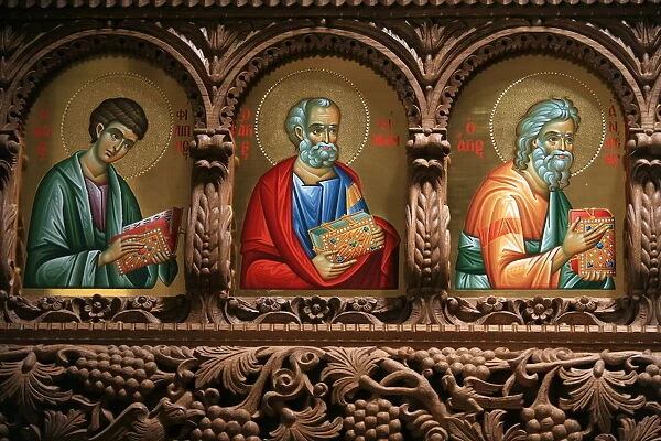 Icons on church iconostasis at Aghiou Pavlou Monastery on Mount Athos, Mount Athos