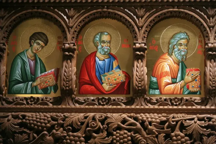 Framed Print : Icons on church iconostasis at Aghiou Pavlou Monastery on Mount Athos, Mount Athos