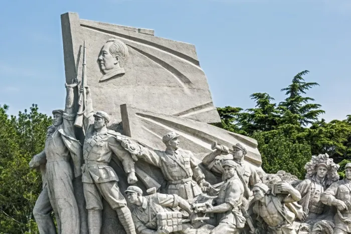 Framed Print : Idealized statue of socialist workers located next to Maos Museum, Tiananmen Square Framed Print : Idealized statue of socialist workers located next to Maos Museum, Tiananmen Square