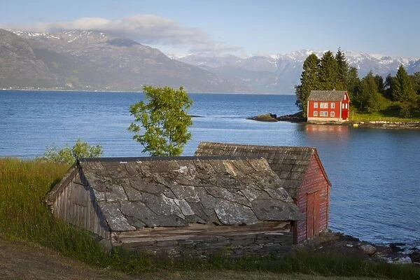 An idyllic rural island in the Hardanger Fjord, Hordaland, Norway, Scandinavia, Europe