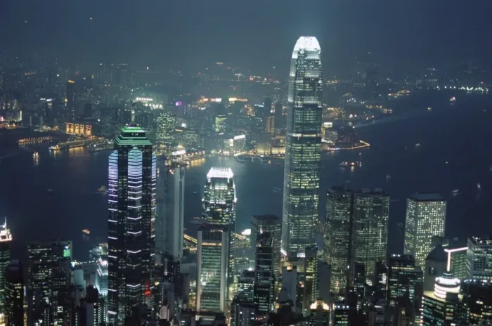 Framed Print : Two IFC Building on right and skyline at night, from Hong Kong Island, Hong Kong Framed Print : Two IFC Building on right and skyline at night, from Hong Kong Island, Hong Kong