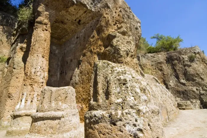 Framed Print : Ildebranda Tomb, Etruscan Necropolis of Sovana, Sovana, Grosseto, Tuscany, Italy, Europe