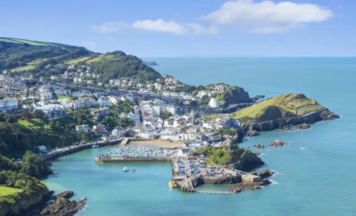 Framed Print : Ilfracombe town and harbour with Capstone Hill from Hillsborough, Ilfracombe, Devon, England, United Kingdom, Europe