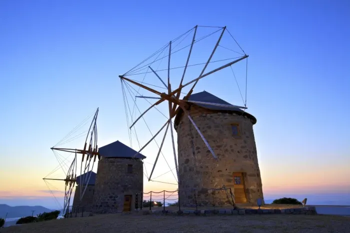 Framed Print : Illuminated windmills of Chora, Patmos, Dodecanese, Greek Islands, Greece, Europe Framed Print : Illuminated windmills of Chora, Patmos, Dodecanese, Greek Islands, Greece, Europe