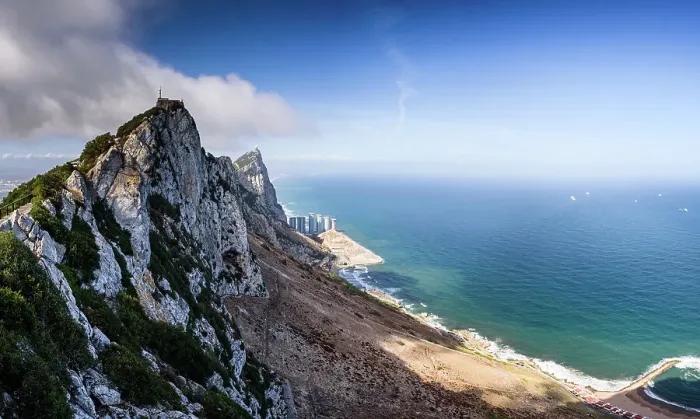 Framed Print : Impressive panoramic view over the Rock of Gibraltar and the peninsula, looking over the white cliffs onto the Mediterranean Sea and mainland Spain, Gibraltar, Europe Framed Print : Impressive panoramic view over the Rock of Gibraltar and the peninsula, looking over the white cliffs onto the Mediterranean Sea and mainland Spain, Gibraltar, Europe