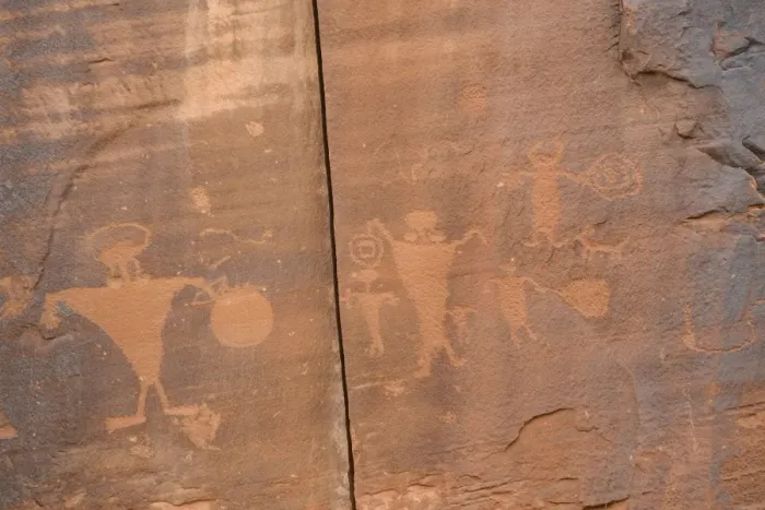 Framed Print : Indian Pictographs, Potash Road, near Moab, Utah, United States of America, North America Framed Print : Indian Pictographs, Potash Road, near Moab, Utah, United States of America, North America