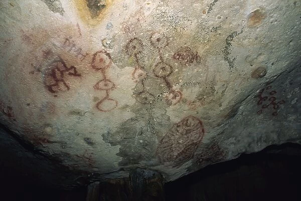 Indian rock paintings, Fontein Caves, Arikok National Park, Aruba, West Indies