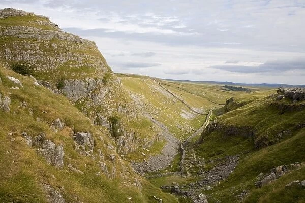 Ing Scar dry limestone valley, above Malham Cove, looking north, Yorkshire Dales National Park