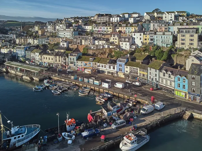 Framed Print : The inner harbour at Brixham, one of Britain's busiest fishing harbours, in Torbay, Devon, Great Britain Framed Print : The inner harbour at Brixham, one of Britain's busiest fishing harbours, in Torbay, Devon, Great Britain
