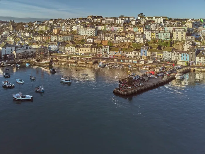 Framed Print : The inner harbour at Brixham, one of Britain's busiest fishing harbours, in Torbay, Devon, Great Britain Framed Print : The inner harbour at Brixham, one of Britain's busiest fishing harbours, in Torbay, Devon, Great Britain