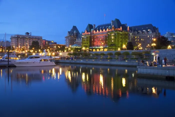 Framed Print : Inner Harbour with the Empress Hotel at night, Victoria, Vancouver Island Framed Print : Inner Harbour with the Empress Hotel at night, Victoria, Vancouver Island