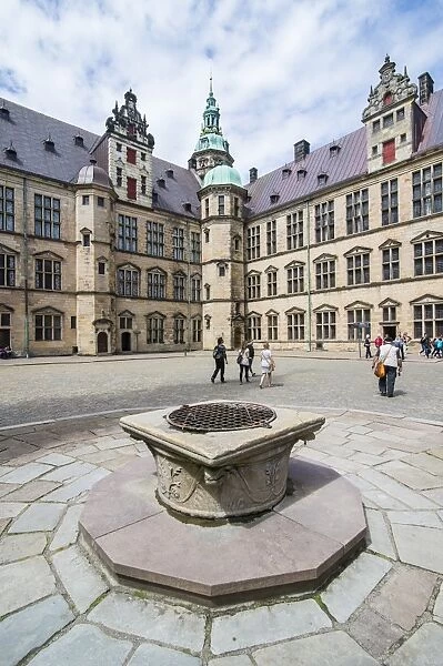 Inner yard in Kronborg Renaissance castle, UNESCO World Heritage Site, Helsingor, Denmark, Scandinavia, Europe