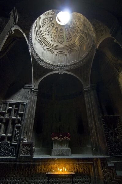 Inside Geghard Monastery, UNESCO World Heritage Site, Armenia, Caucasus