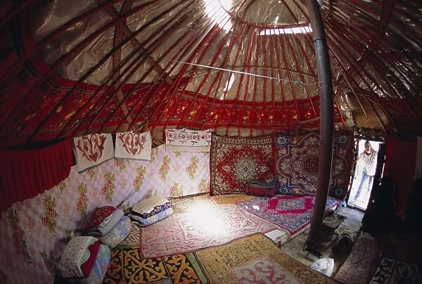 Inside Kazakhs yurt, Tianchi (Heaven Lake), Tien Shan, Xinjiang Province, China