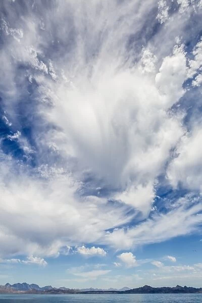 Intense cloud build up over Isla Santa Catalina, Baja California Sur, Mexico, North