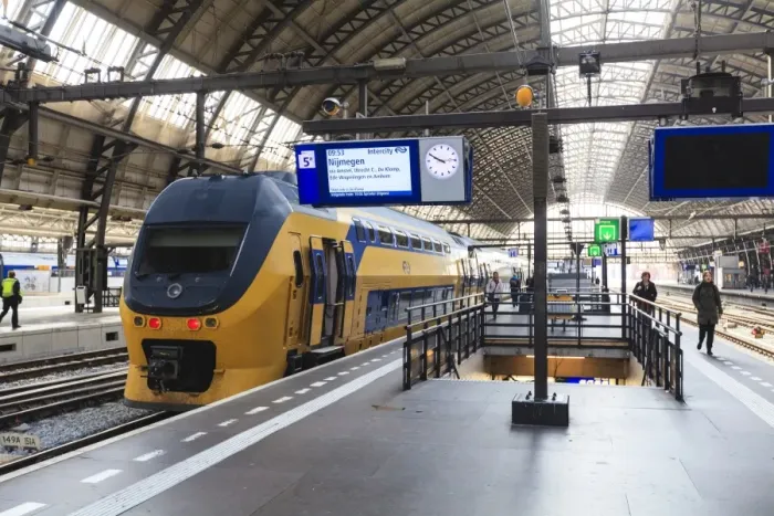 Framed Print : Intercity train in a platform at Central Station, Amsterdam, Netherlands, Europe Framed Print : Intercity train in a platform at Central Station, Amsterdam, Netherlands, Europe