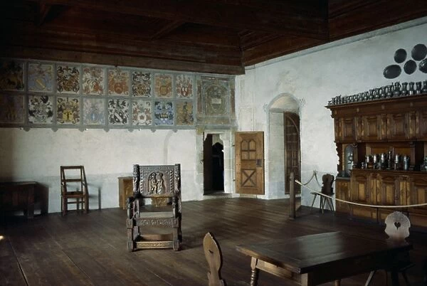 Interior with 13th century wall paintings