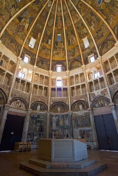 Interior of the Baptistry, Parma, Emilia Romagna, Italy, Europe