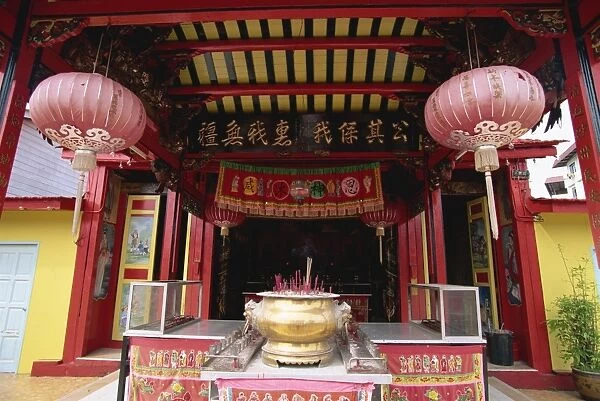 Interior of Chinese temple in Sibu